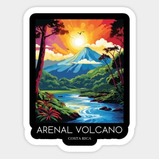 A Pop Art Travel Print of the Arenal Volcano - Costa Rica Sticker